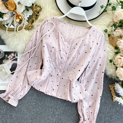 Modern női pöttyös ing gombokkal, többféle színben