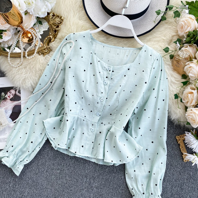 Modern női pöttyös ing gombokkal, többféle színben