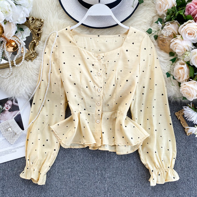 Modern női pöttyös ing gombokkal, többféle színben