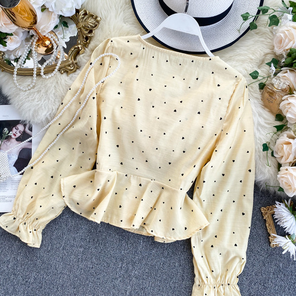 Modern női pöttyös ing gombokkal, többféle színben