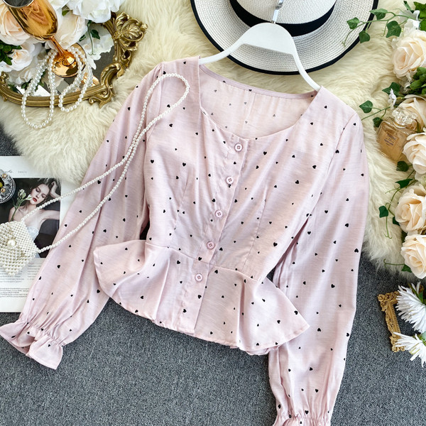 Modern női pöttyös ing gombokkal, többféle színben
