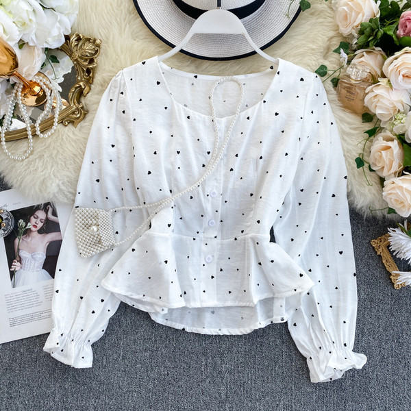 Modern női pöttyös ing gombokkal, többféle színben