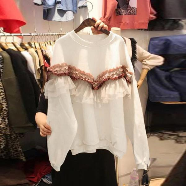 Női modern, fehér tüll blúz