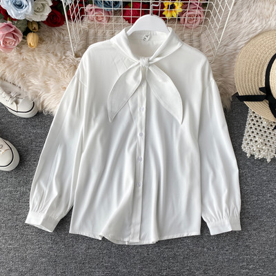 Modern női ing gombokkal és nyakkendőkkel, négy színben