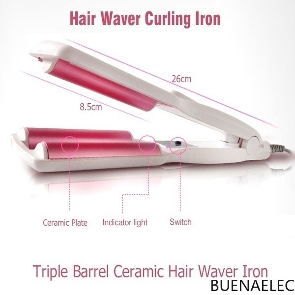 Ретро преса за къдрене на косата с керамично покритие на плочите в бял цвят