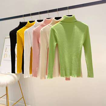 Μοντέρνο γυναικείο πουλόβερ με υψηλό γιακά σε διάφορα χρώματα