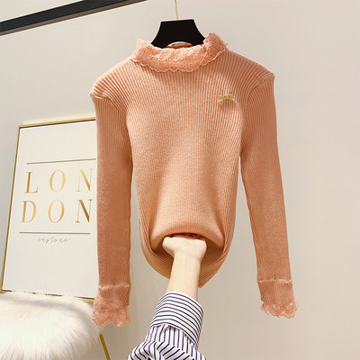 Modern női pulóver csipkével több színben