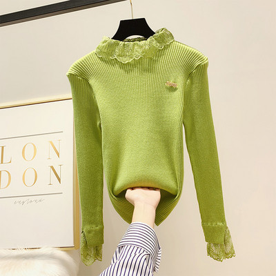 Modern női pulóver csipkével több színben