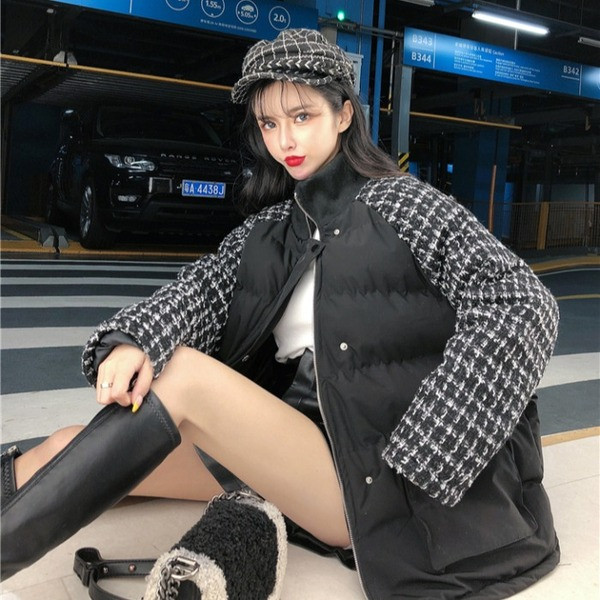 Modern női téli kabát fekete színben - széles modell