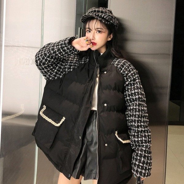 Modern női téli kabát fekete színben - széles modell