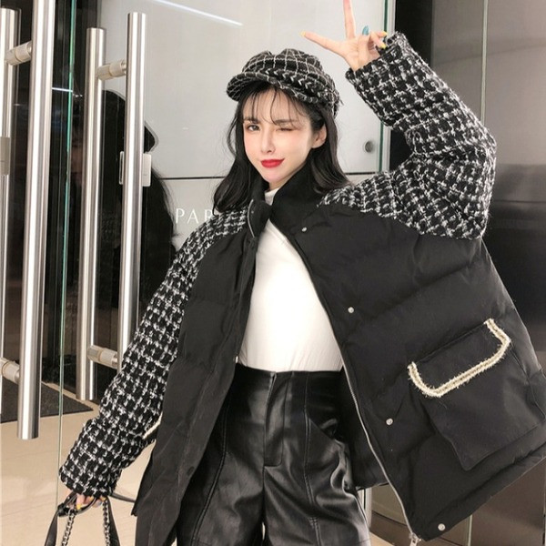 Modern női téli kabát fekete színben - széles modell