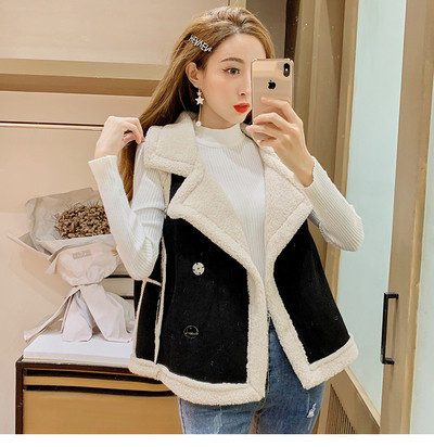 Μοντέρνο γυναικείο γιλέκο με κουμπιά σε μαύρο, μπλε και καφέ χρώμα