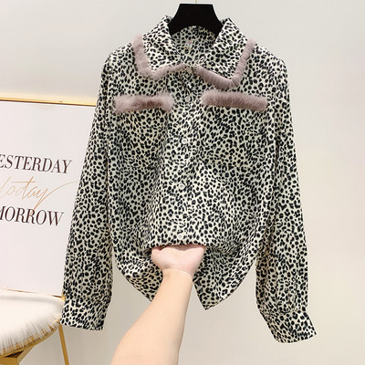 Μοντέρνο γυναικείο πουκάμισο με λεοπάρδαλη πριντ σε δύο χρώματα