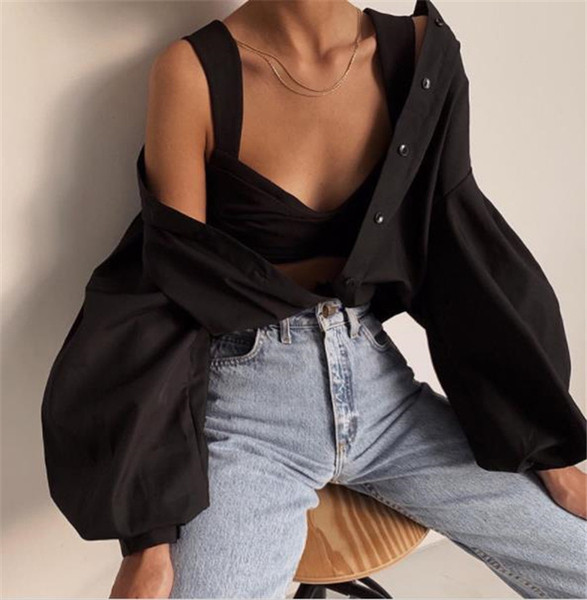 Cămașă casual de damă cu nasturi și guler clasic în alb și negru