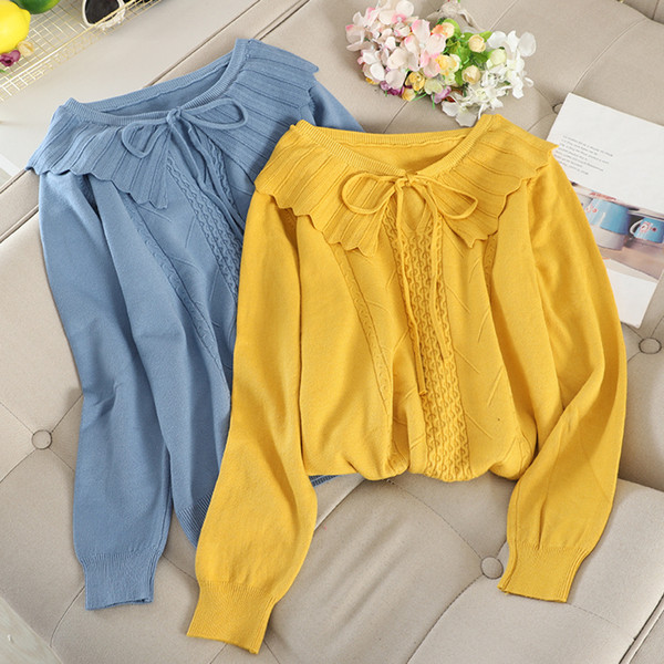 Alkalmi női pulóver gallérral és nyakkendővel több színben