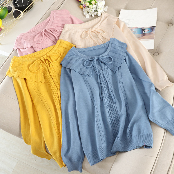 Alkalmi női pulóver gallérral és nyakkendővel több színben