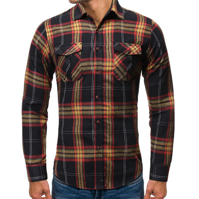 Casual καρό πουκάμισο με κουμπιά και τσέπες