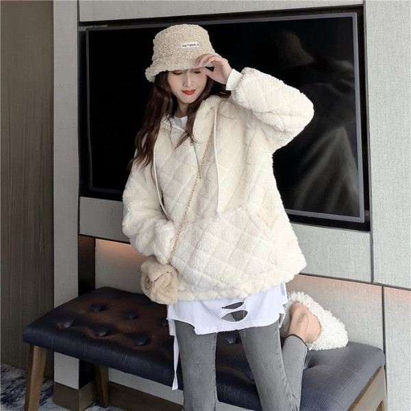 Női széles pulóver cipzárral és zsebekkel