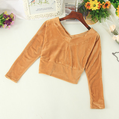 Modern női rövid blúz spitz nyakkivágással, több színben