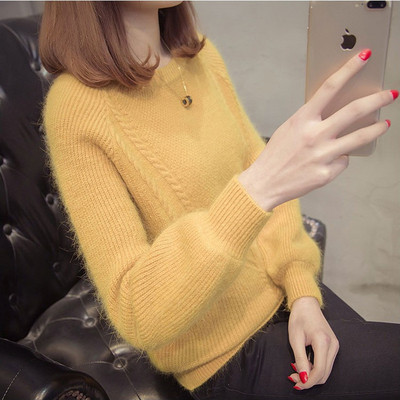 Μοντέρνο γυναικείο πουλόβερ με ωοειδές λαιμόκοψη σε διάφορα χρώματα