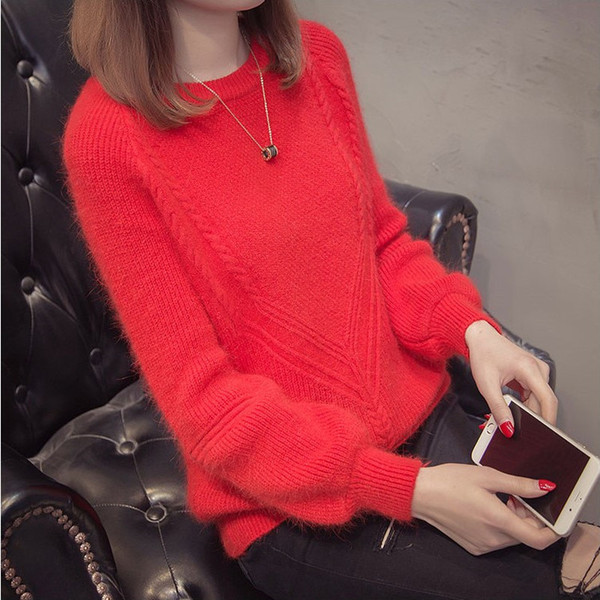 Μοντέρνο γυναικείο πουλόβερ με ωοειδές λαιμόκοψη σε διάφορα χρώματα