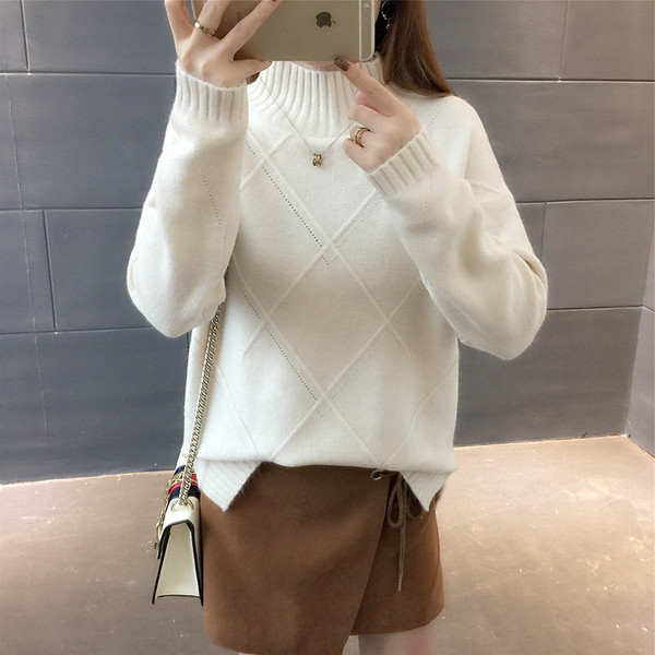 Γυναικείο πουλόβερ με υψηλό κολάρο  σε διάφορα χρώματα