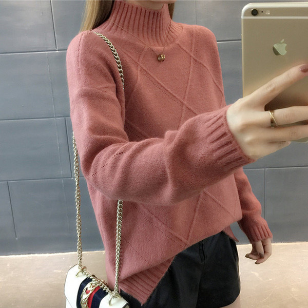 Γυναικείο πουλόβερ με υψηλό κολάρο  σε διάφορα χρώματα