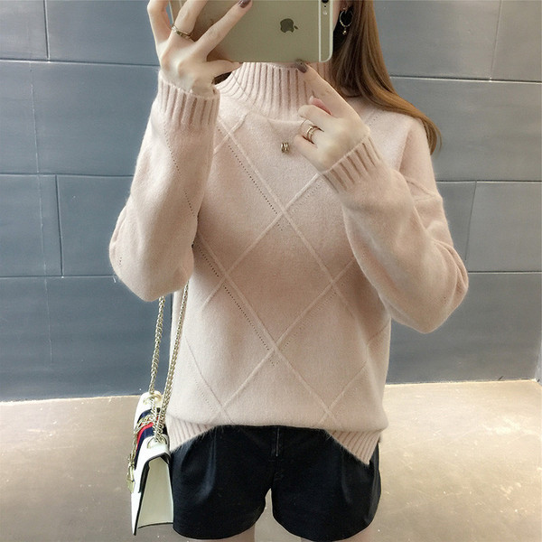 Γυναικείο πουλόβερ με υψηλό κολάρο  σε διάφορα χρώματα