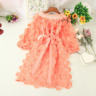 Κομψό γυναικείο φόρεμα με ζώνη και μανίκια 3/4 σε διαφορετικά χρώματα