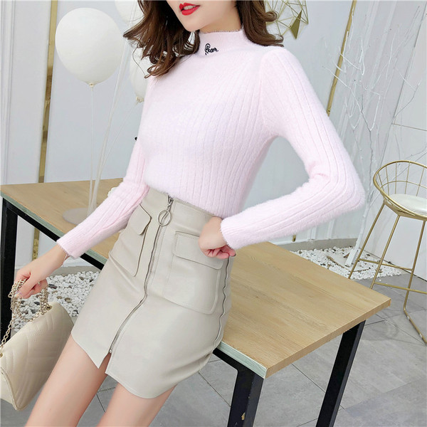 Μοντέρνο γυναικείο πουλόβερ με κολάρο με πόλο σε διάφορα χρώματα