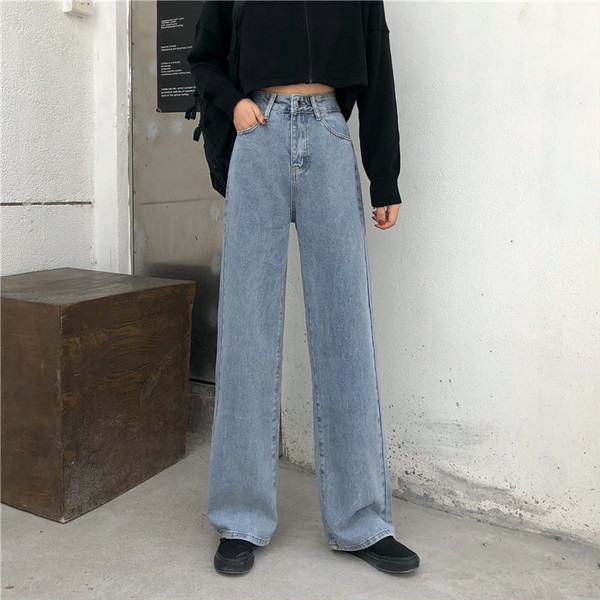 Hosszú és széles farmernadrág kék színben