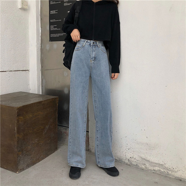 Hosszú és széles farmernadrág kék színben