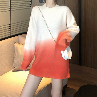 Γυναικείο μακρύ πουλόβερ με ρέοντα χρώματα