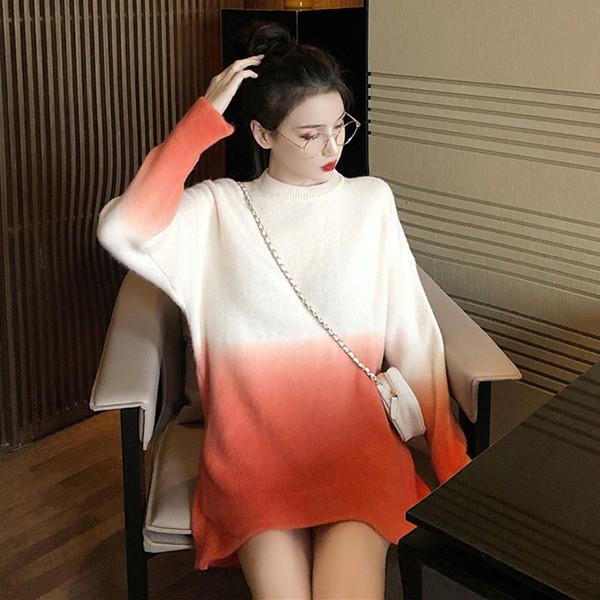 Γυναικείο  μακρύ πουλόβερ με ρέοντα χρώματα