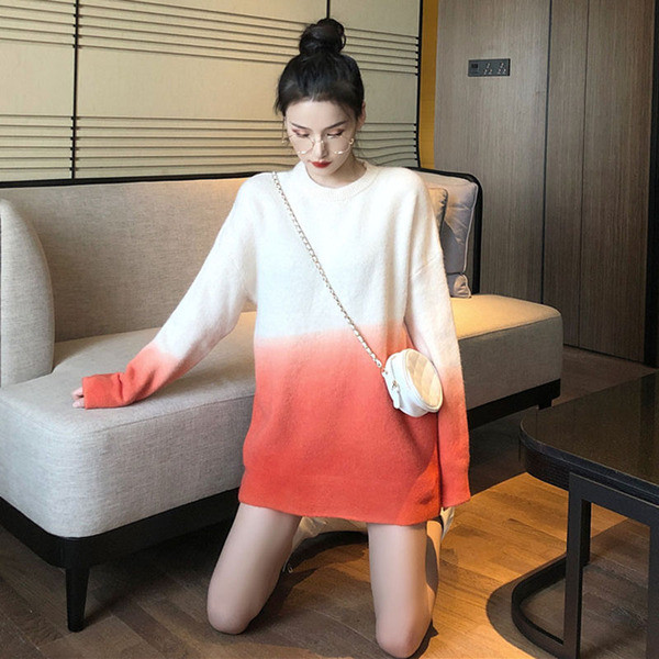 Γυναικείο  μακρύ πουλόβερ με ρέοντα χρώματα