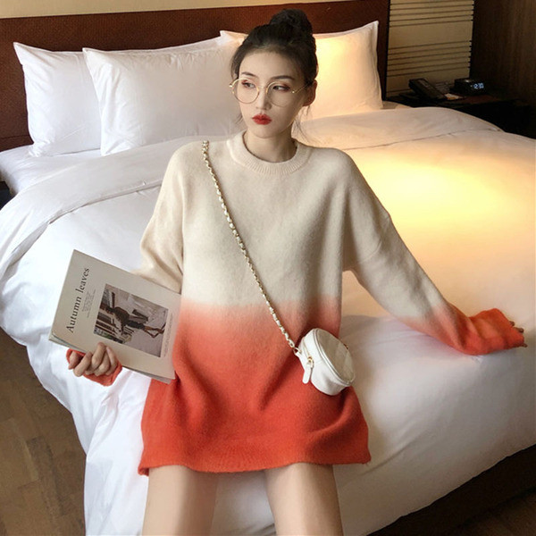 Γυναικείο  μακρύ πουλόβερ με ρέοντα χρώματα