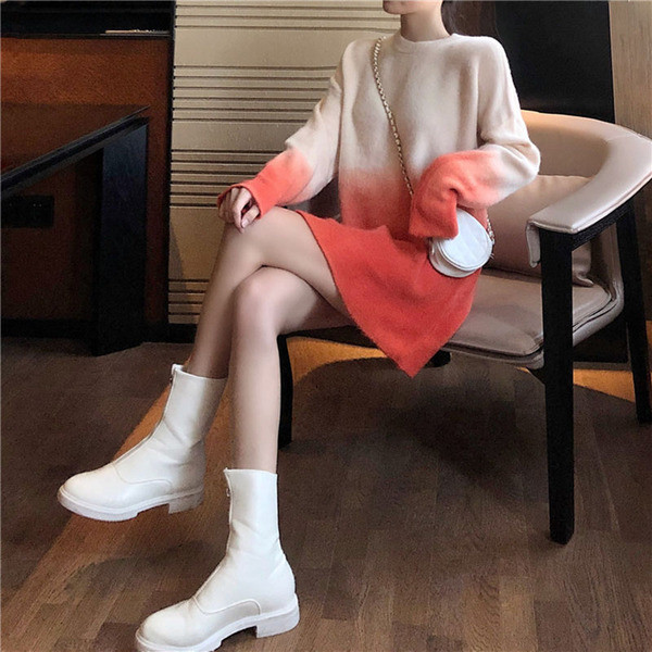 Γυναικείο  μακρύ πουλόβερ με ρέοντα χρώματα