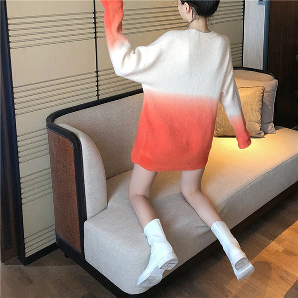 Γυναικείο  μακρύ πουλόβερ με ρέοντα χρώματα