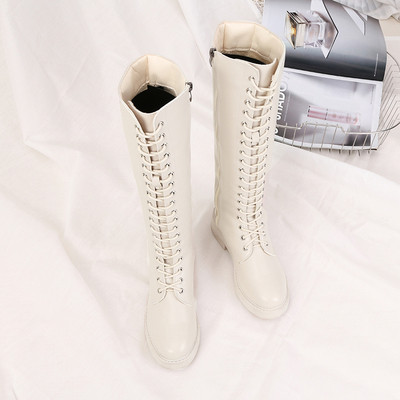 Γυναικείες έκο δερμάτινες μπότες με κορδόνια κατάλληλα για το χειμώνα