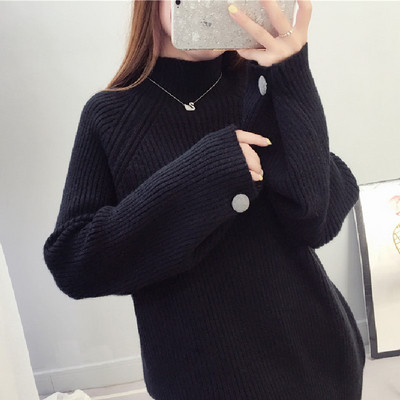 Modern női pulóver pólógallérral, négy színben