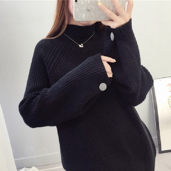 Modern női pulóver pólógallérral, négy színben