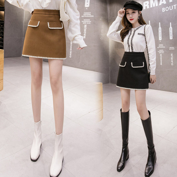 Alkalmi női szoknya magas derékkal, barna és fekete színben