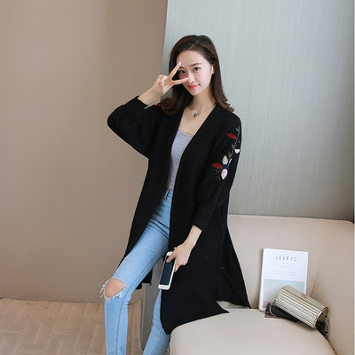 Hosszú női kötött kardigán több színben hímzéssel