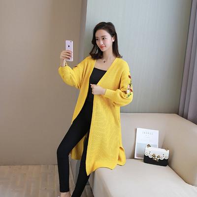 Hosszú női kötött kardigán több színben hímzéssel