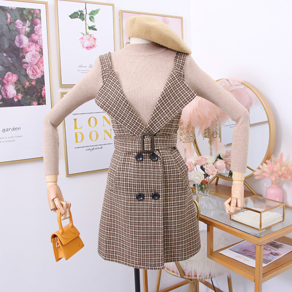 Új modell női ruha és blúz szett fekete és barna színben