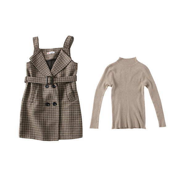 Új modell női ruha és blúz szett fekete és barna színben