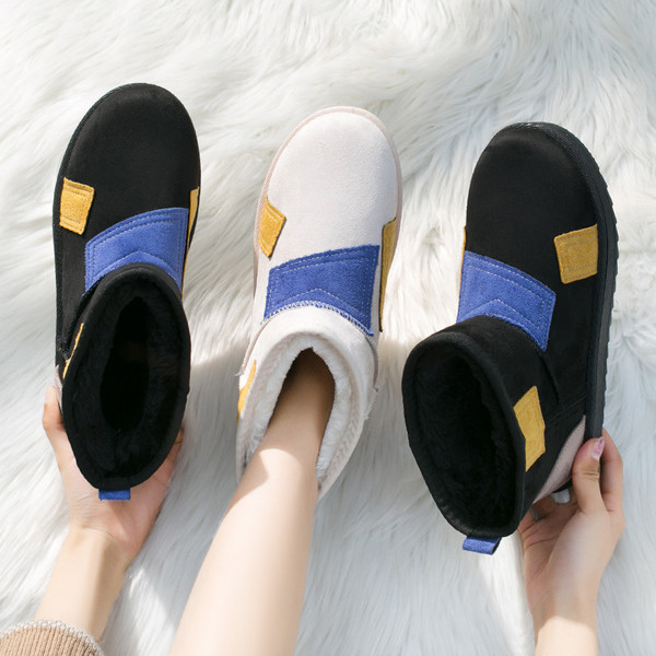 Modern női csizma puha béléssel, fekete-fehér színben