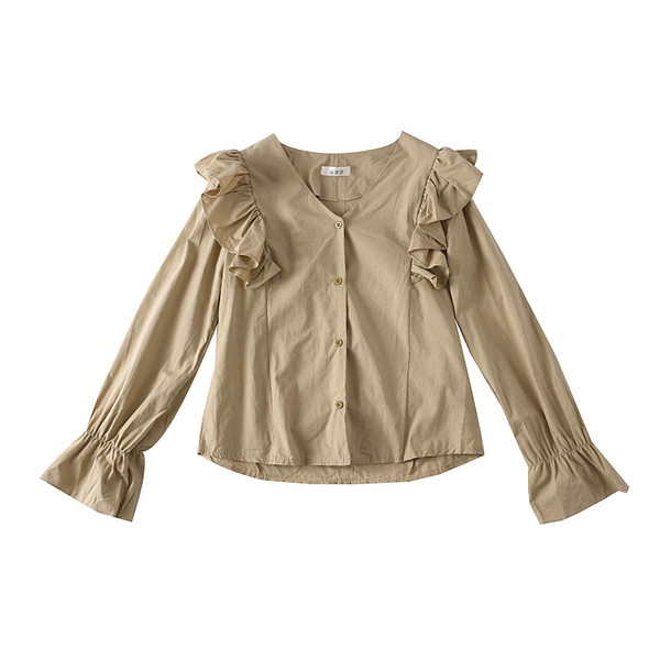 Cămașă modernă de damă cu decolteu spitz și mâneci lungi - în mai multe culori