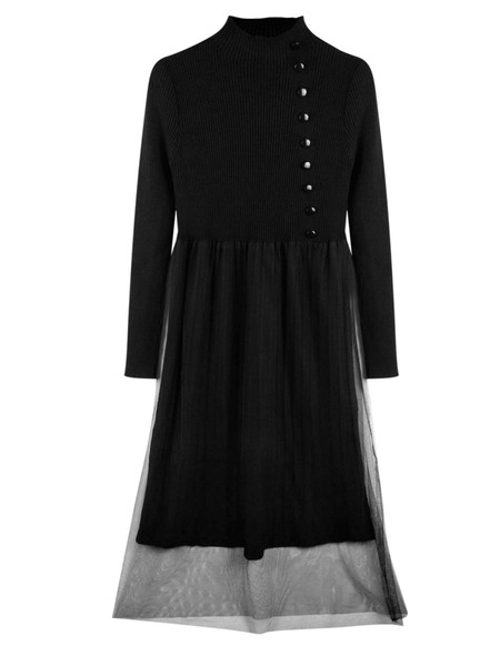 Új modell női ruha tüll és polo gallérral zöld, bézs és fekete színekben