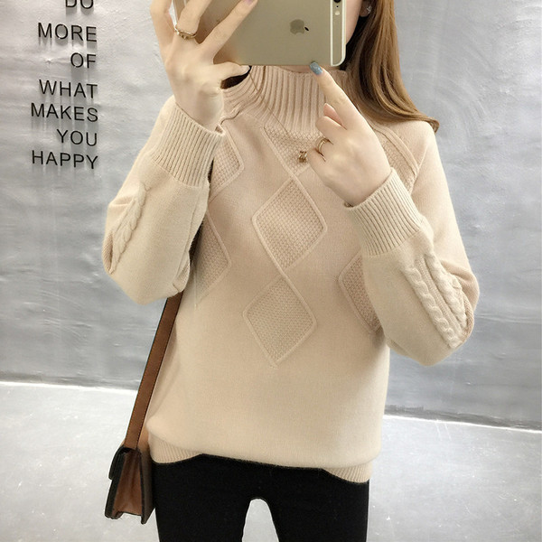 Női pulóver magas gallérral, hat színben